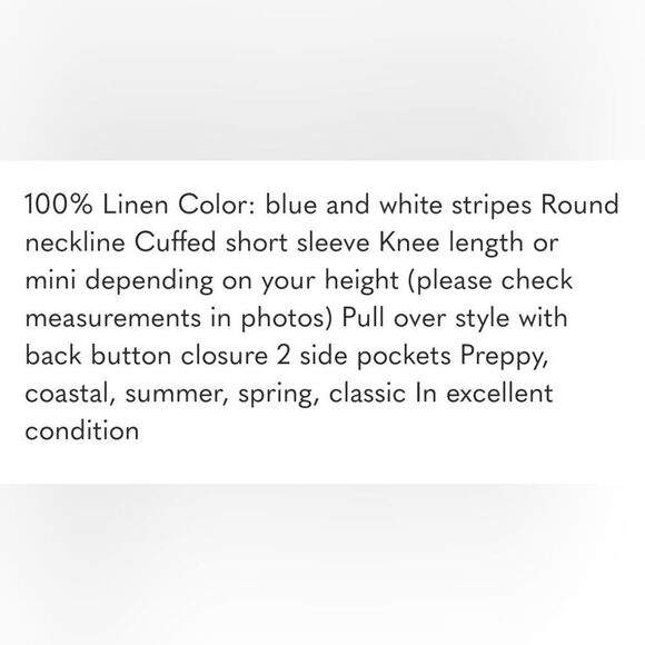 Caslon Dress Womens X Blue/White Striped  Linen Shift Short Sleeves Pockets Mini - Picture 4 of 6